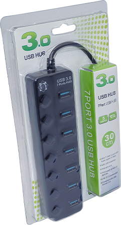 USB 3.0 HUB 7 PUERTOS W/SWITCH Y CARGADOR