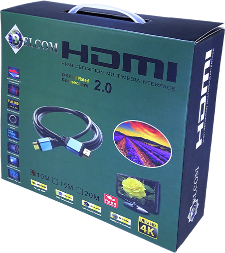 CABLE HDMI DELCOM V 2.0 CABEZA DE ALUMINIO EN CAJA, 20m