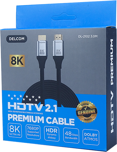 8K DELCOM HDMI CABLE 2.1 VERSION 19+1 COPPER 3M