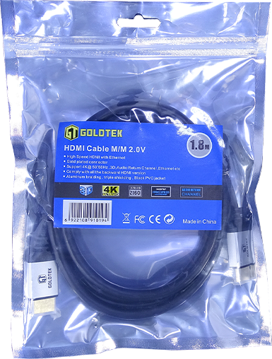 HDMI 2.0 CABLE GOLDTEK, CALIDAD, 28 AWG, SUPPORT 4K@60Hz 3M