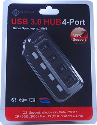 USB 3.0 HUB 4 PUERTOS CON INTERRUPTOR