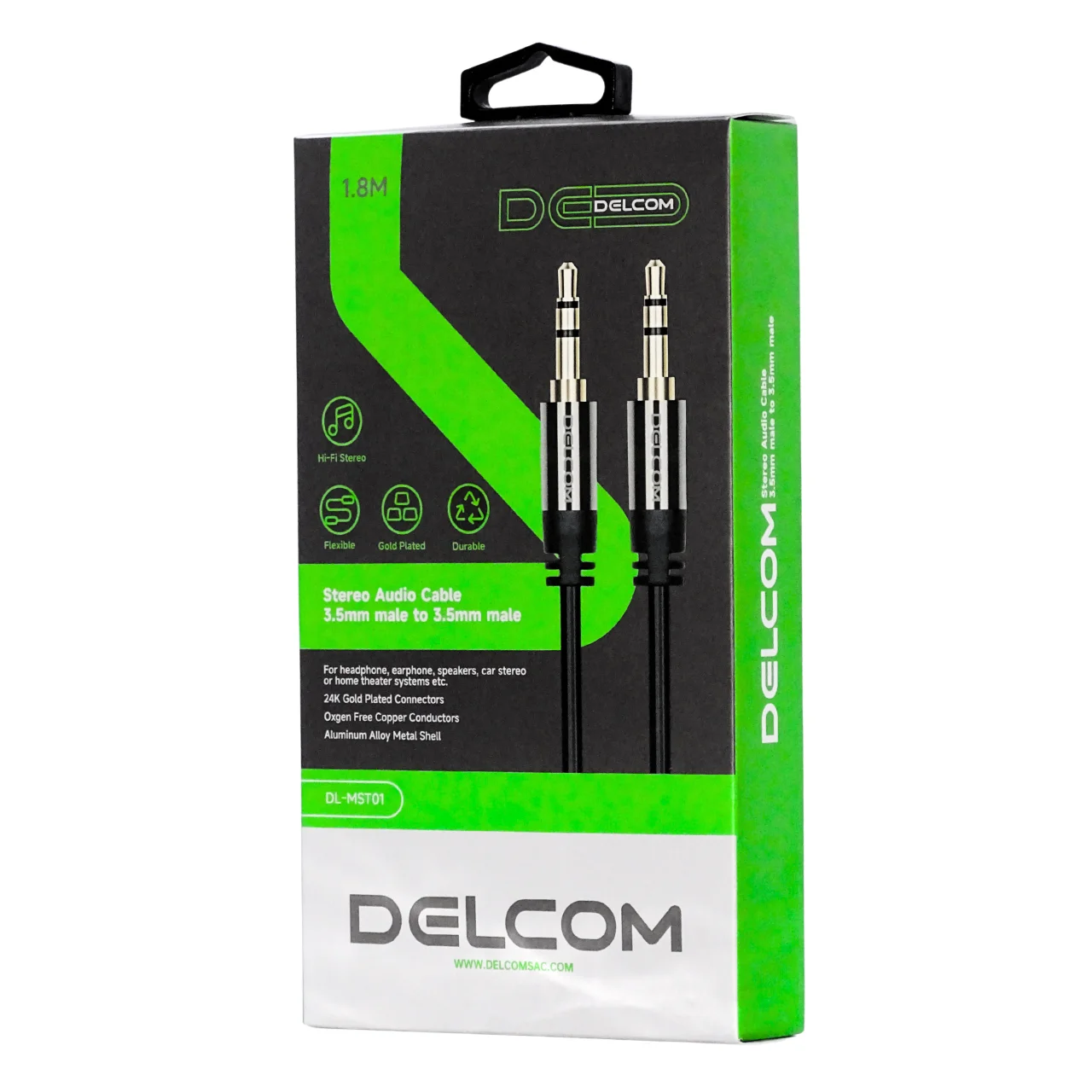 Cable Auxiliar de Audio 3.5mm DELCOM (Plug a Plug) Cable Auxiliar de Audio 3.5mm DELCOM (Plug a Plug)